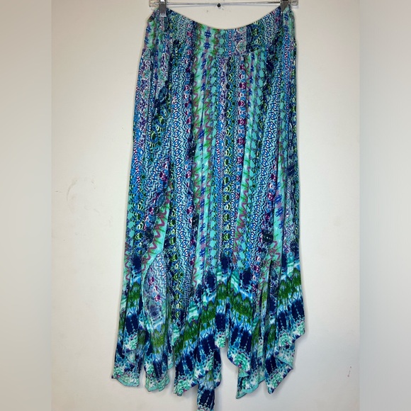 Bila Womens Maxi Skirt Sz Xl Handkerchief Hem Boho Hippie Beach Festival Fairy - Picture 2 of 6